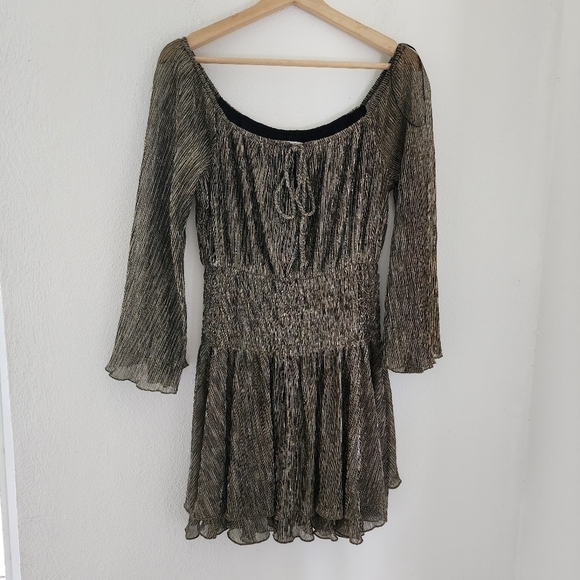 Luxxel Black Gold Silver Metallic Dress - Picture 1 of 12